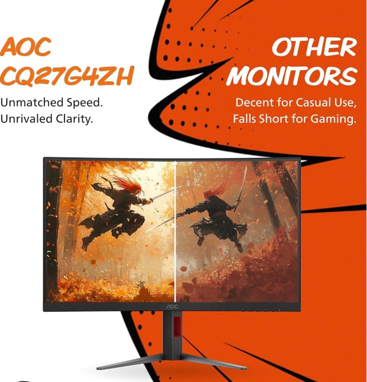 🔥 AOC CQ27G4ZH 27" Curved Gaming Monitor QHD 300Hz (2K, 1500R) – OPEN BOX, LIKE NEW – ALL ACCESSORIES!