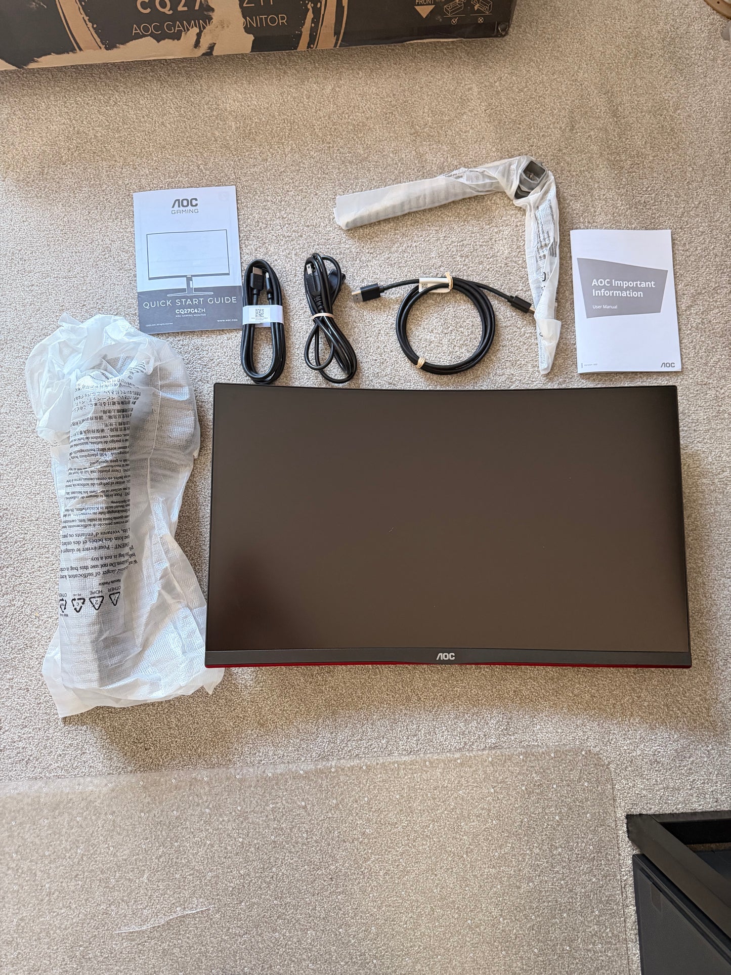 🔥 AOC CQ27G4ZH 27" Curved Gaming Monitor QHD 300Hz (2K, 1500R) – OPEN BOX, LIKE NEW – ALL ACCESSORIES!