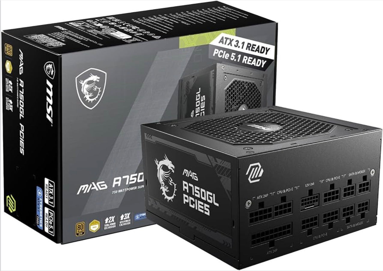 MSI MAG A750GL PCIE5 750W Fully Modular PSU – 80+ Gold, ATX 3.1/PCIe 5.1 – TESTED, Powers On!