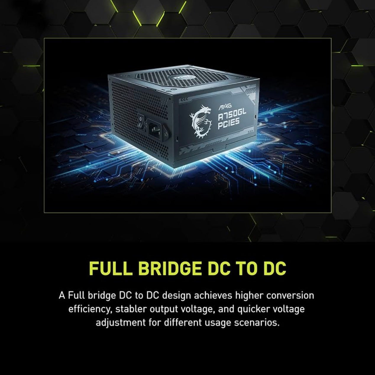 MSI MAG A750GL PCIE5 750W Fully Modular PSU – 80+ Gold, ATX 3.1/PCIe 5.1 – TESTED, Powers On!