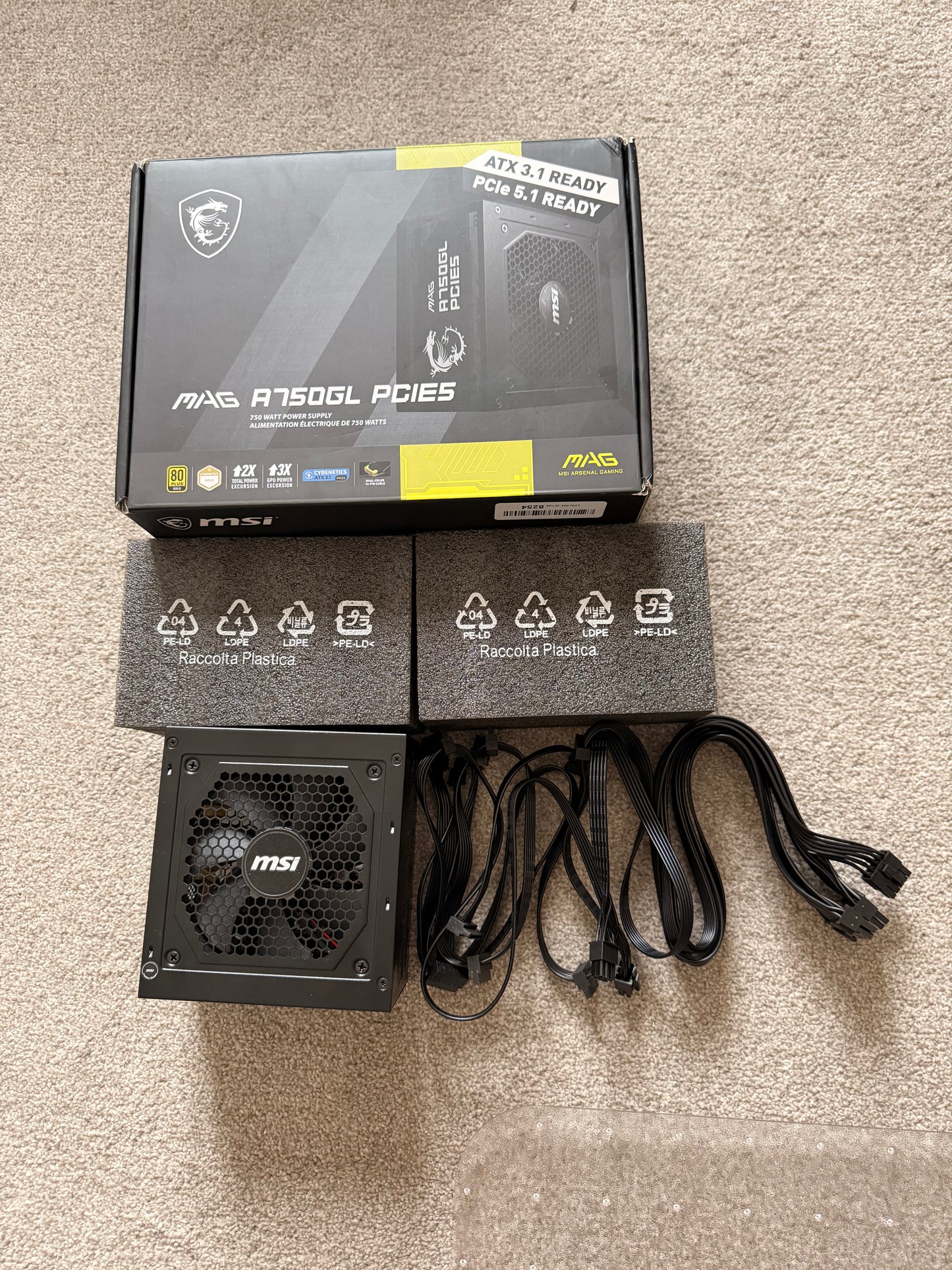 MSI MAG A750GL PCIE5 750W Fully Modular PSU – 80+ Gold, ATX 3.1/PCIe 5.1 – TESTED, Powers On!