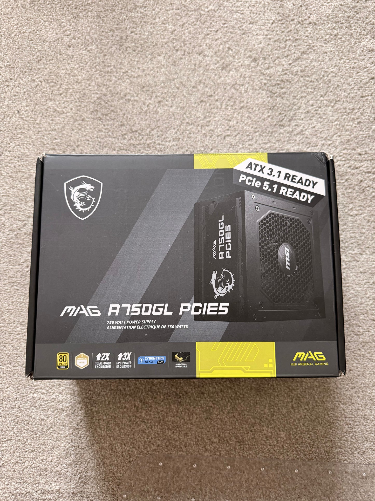 MSI MAG A750GL PCIE5 750W Fully Modular PSU – 80+ Gold, ATX 3.1/PCIe 5.1 – TESTED, Powers On!