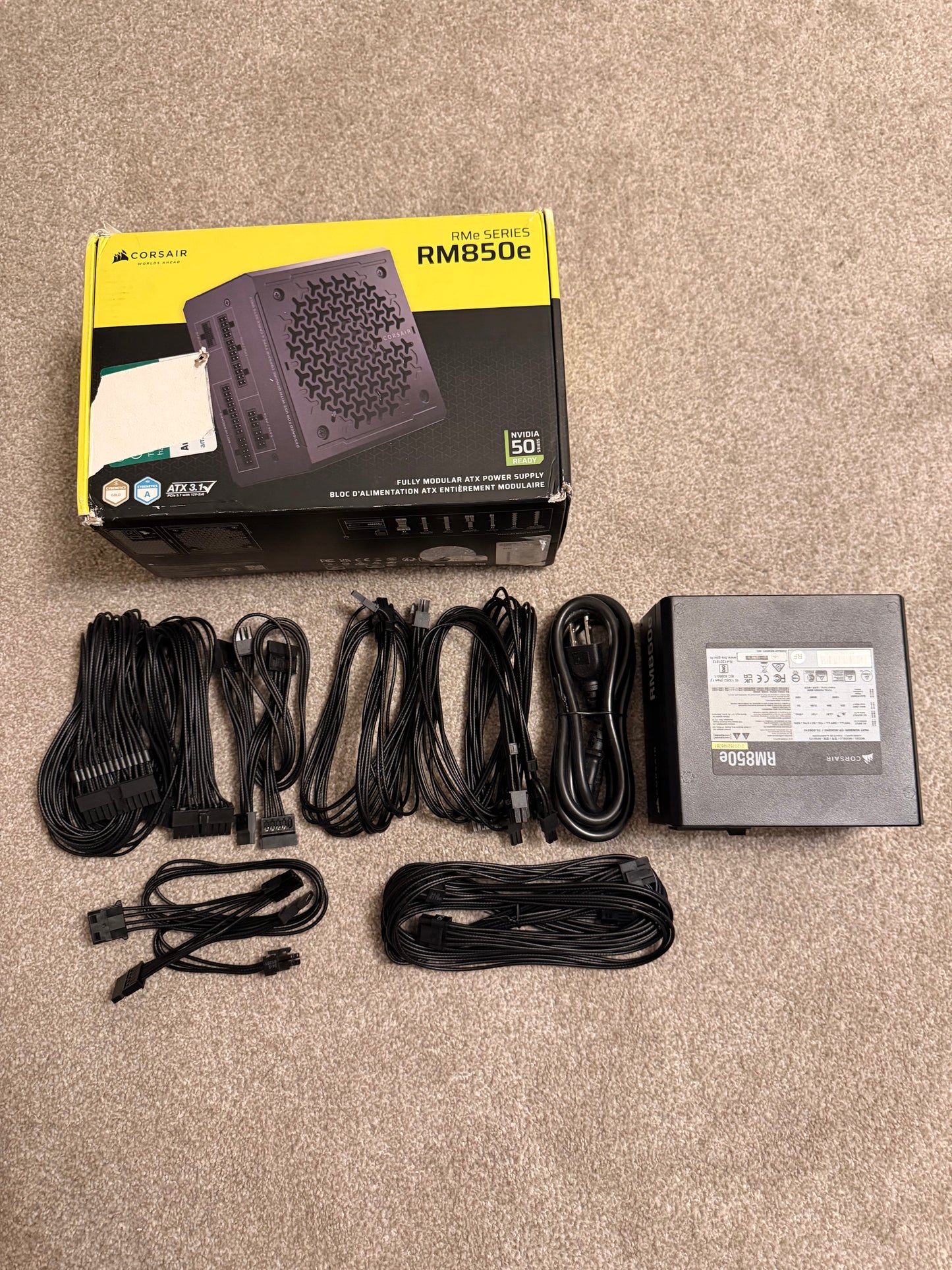 CORSAIR RM850e (2025) 850W Fully Modular PSU – ATX 3.1/PCIe 5.1 Ready – NEW, TESTED!