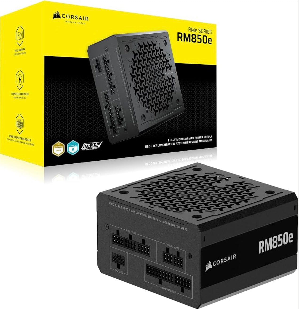 CORSAIR RM850e (2025) 850W Fully Modular PSU – ATX 3.1/PCIe 5.1 Ready – NEW, TESTED!