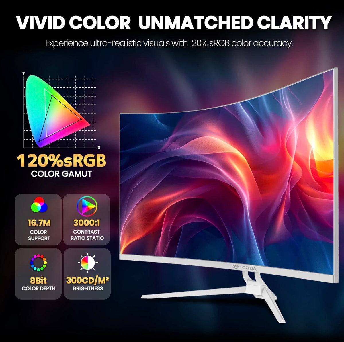 🔥 CRUA 32" 4K UHD 60Hz Curved Monitor 1500R FreeSync Speakers – BRAND NEW