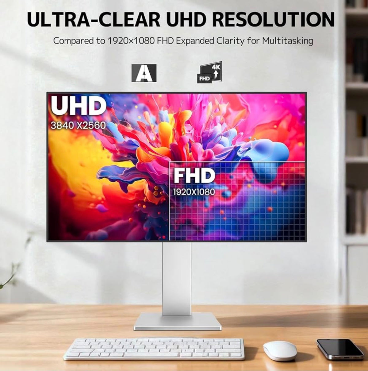 CRUA CR270HG 27" 4K UHD 60Hz IPS USB-C Monitor, Frameless, Silver, Brand New