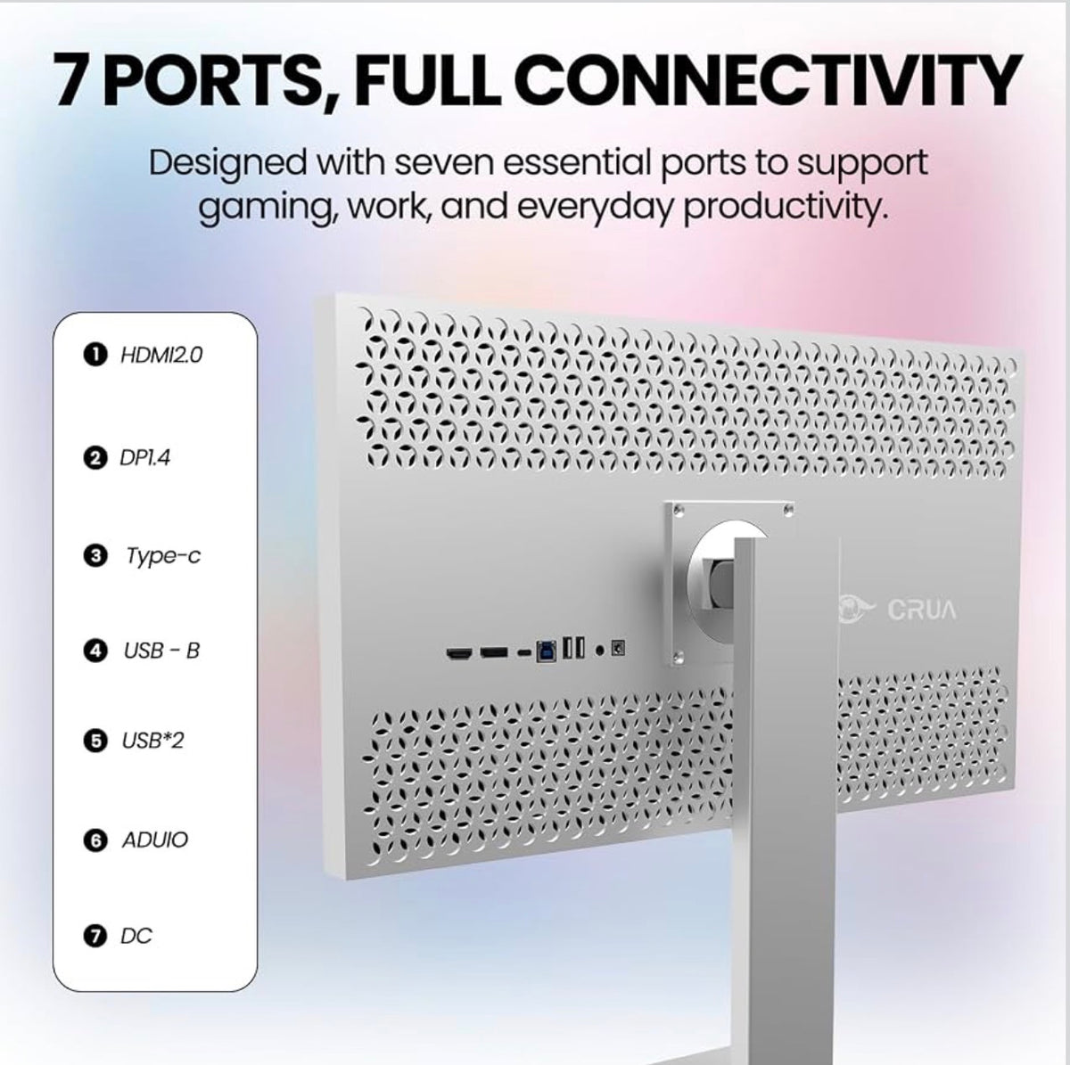 CRUA CR270HG 27" 4K UHD 60Hz IPS USB-C Monitor, Frameless, Silver, Brand New