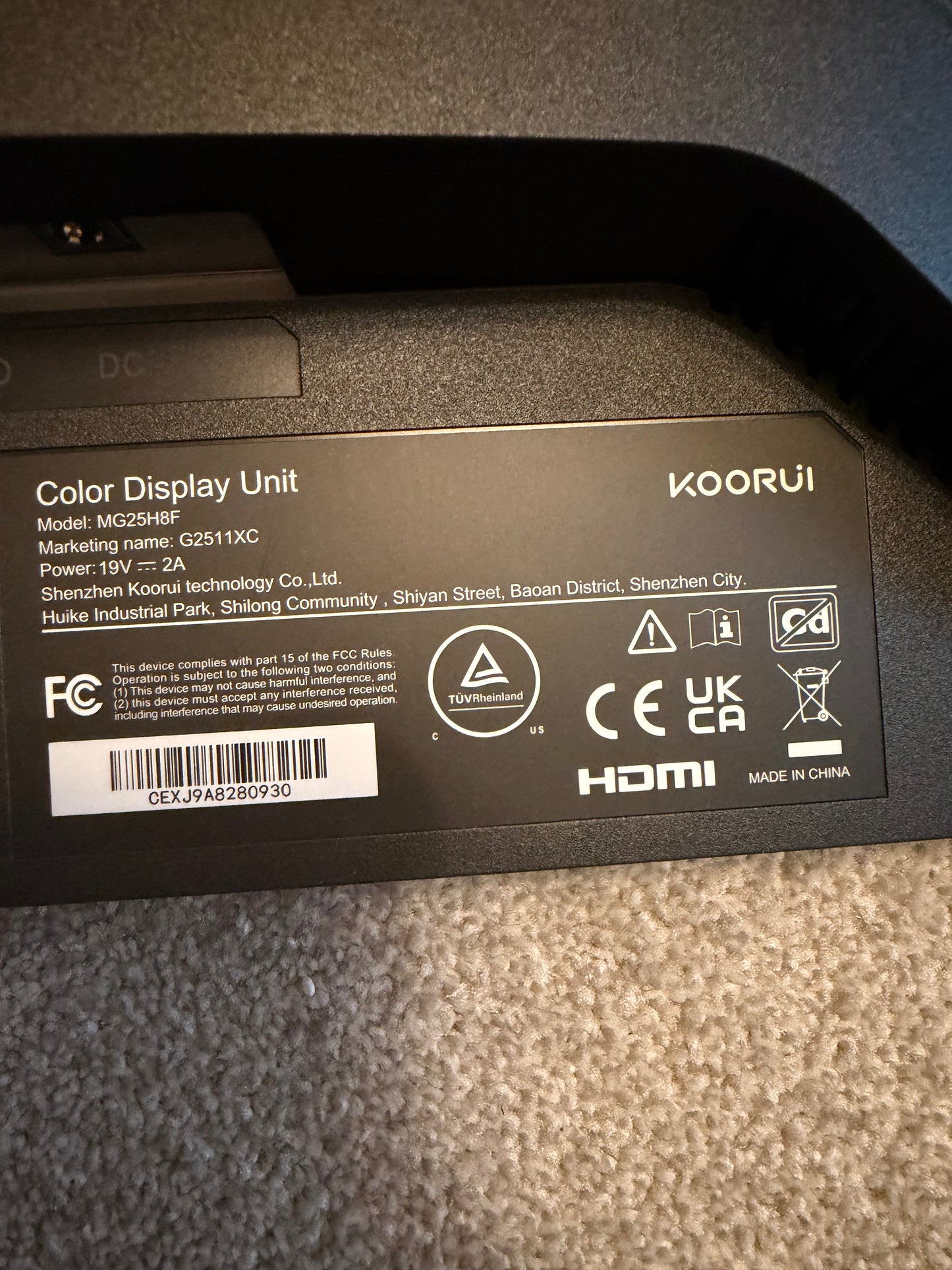 KOORUI G2511XC 25" FHD 1080p 240Hz Curved Gaming Monitor, Adaptive Sync, Brand New