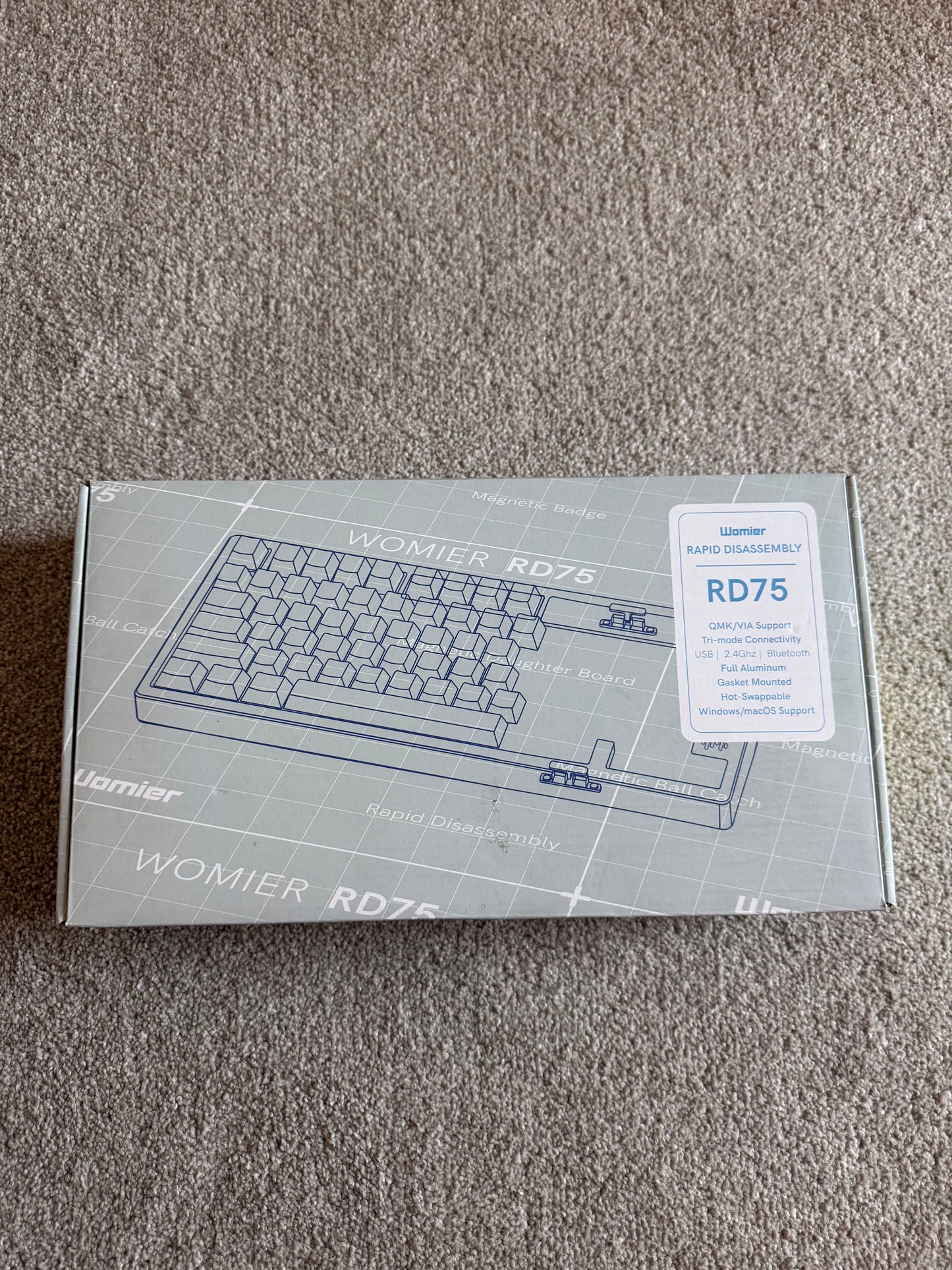Womier RD75Pro 75% Wireless Mechanical Gaming Keyboard QMK/VIA Hot Swappable RGB, Milk White, Brand New