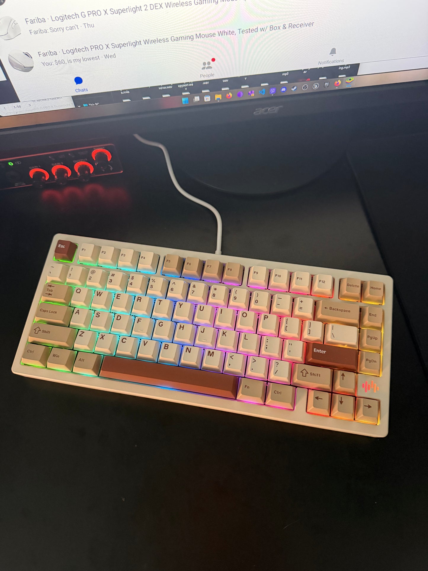 Womier RD75Pro 75% Wireless Mechanical Gaming Keyboard QMK/VIA Hot Swappable RGB, Milk White, Brand New